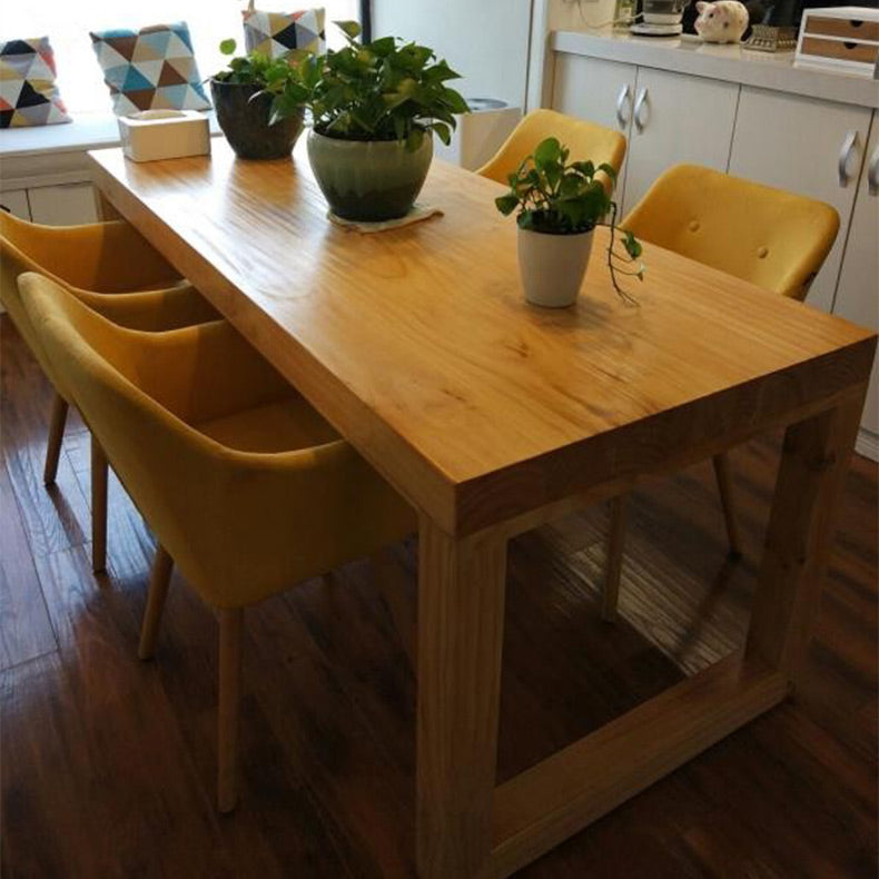 Modern Natural Pine Rectangular Top Dining Table with 4 Legs