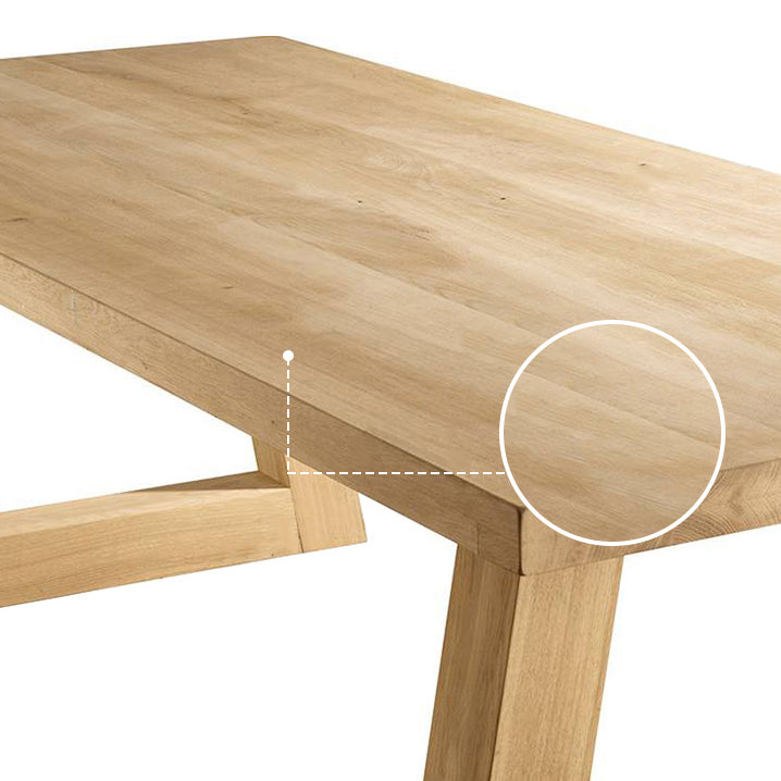 Modern Rectangular Pine Natural Top Dining Table with 4 Legs