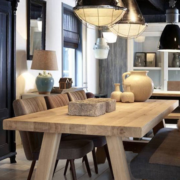 Modern Rectangular Pine Natural Top Dining Table with 4 Legs
