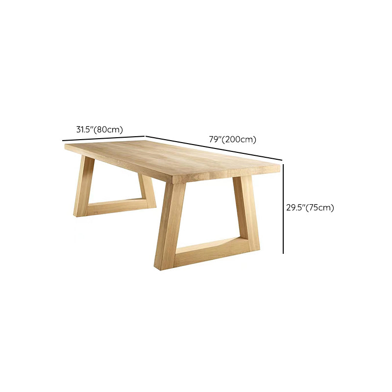 Modern Rectangular Pine Natural Top Dining Table with 4 Legs