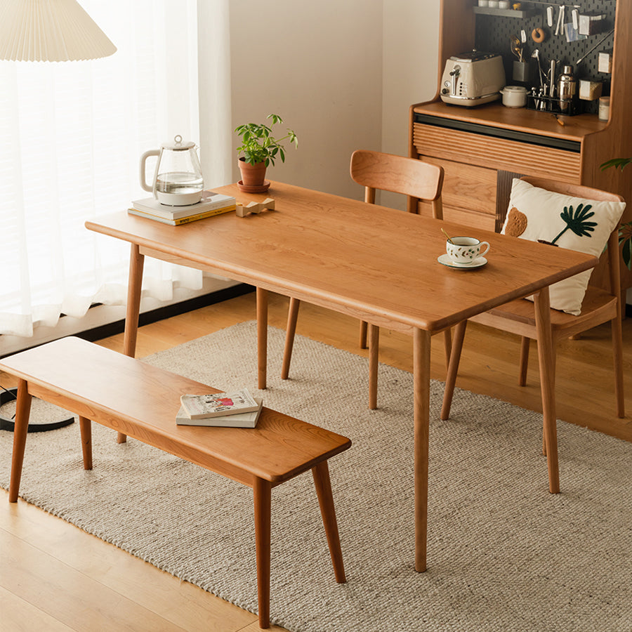 Modern Rectangular Solid Wood Tabletop Dining Table with 4 Legs