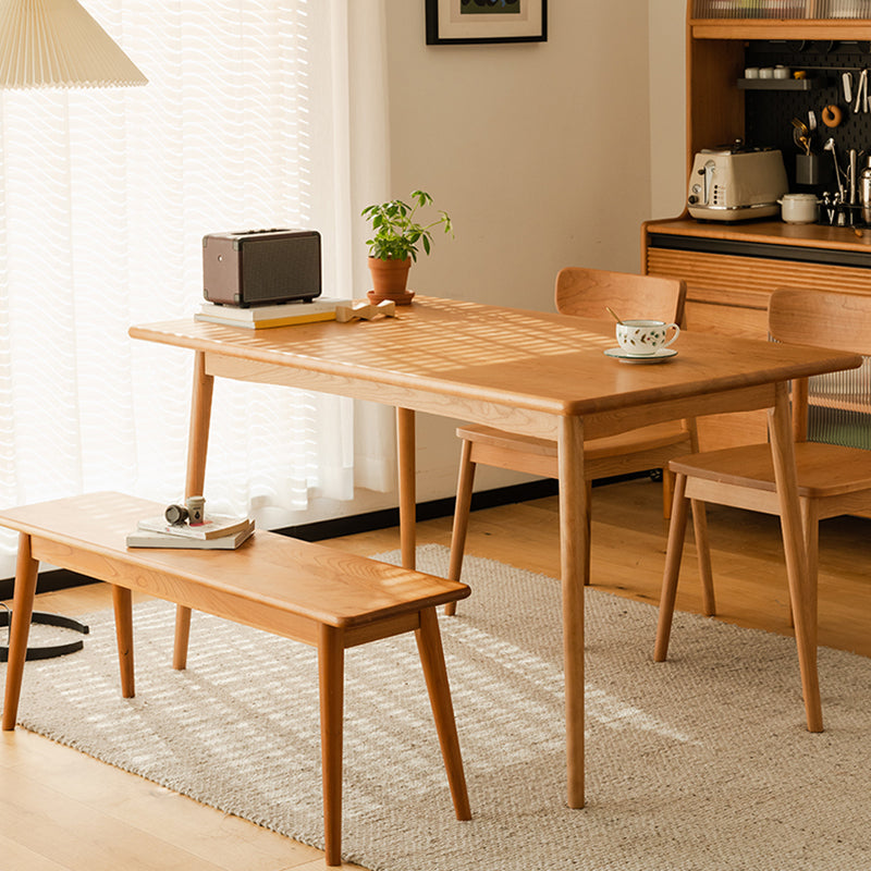 Modern Rectangular Solid Wood Tabletop Dining Table with 4 Legs