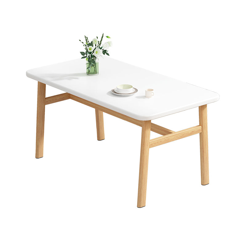 Contemporary Rectangular Wooden Dining Table with Stainless Steel Trestle