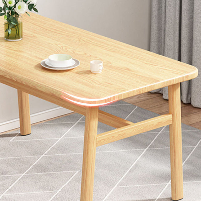 Contemporary Rectangular Wooden Dining Table with Stainless Steel Trestle