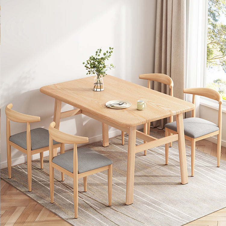 Contemporary Rectangular Wooden Dining Table with Stainless Steel Trestle