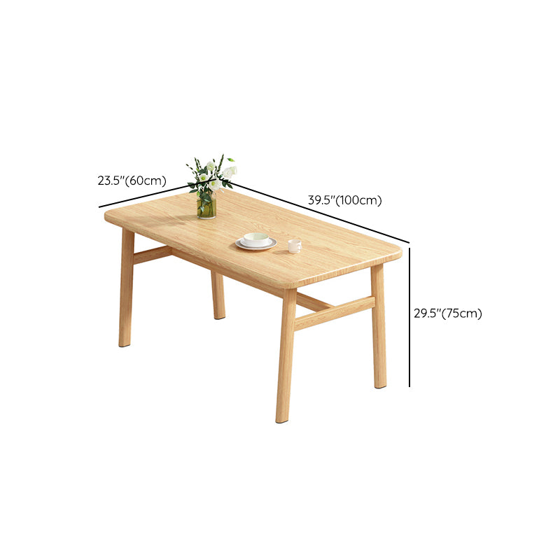 Contemporary Rectangular Wooden Dining Table with Stainless Steel Trestle
