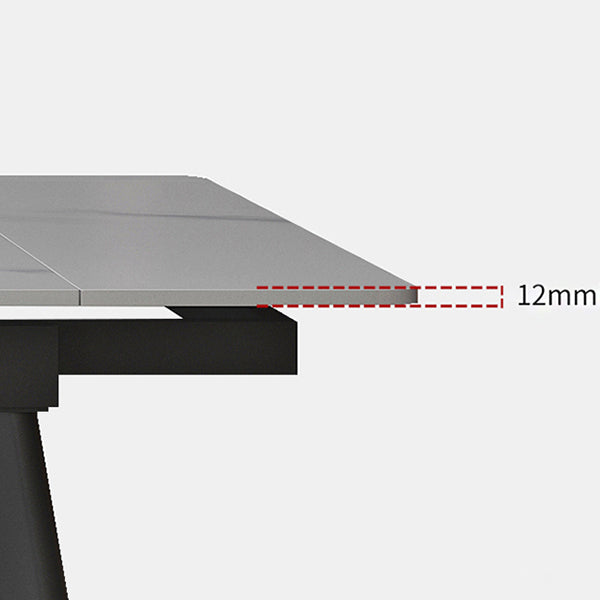 Modern White Rectangular Stone Dining Table with 4 Steel Foot