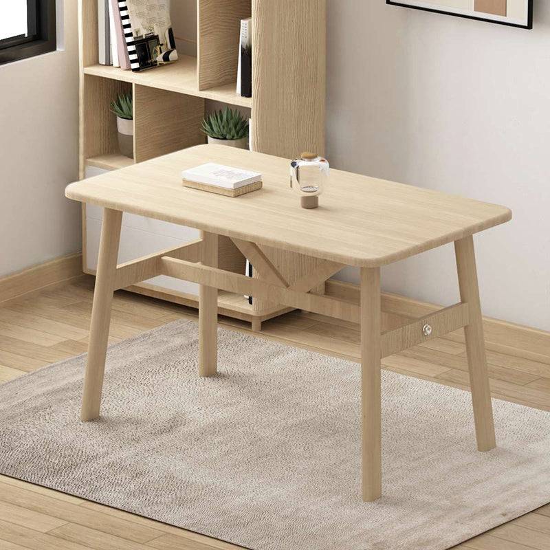 Contemporary Rectangular Wooden Dining Table with 4 Metal Foot