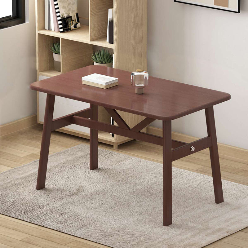 Contemporary Rectangular Wooden Dining Table with 4 Metal Foot