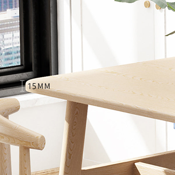 Contemporary Rectangular Wooden Dining Table with 4 Metal Foot