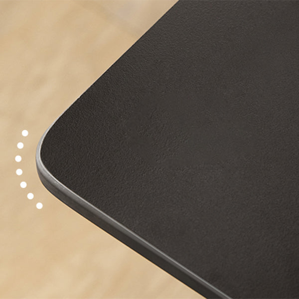 Modern Rectangular Black Stone Top Dining Table with 4 Solid Wood Legs