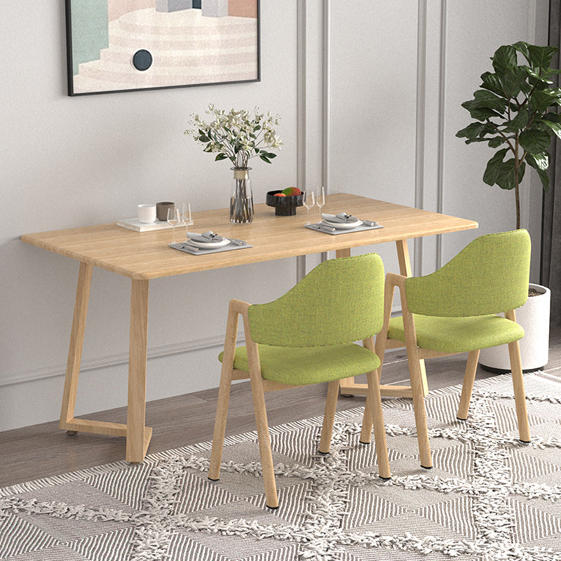 Contemporary Rectangular White and Walnut Wooden Dining Table with Double Pedestal