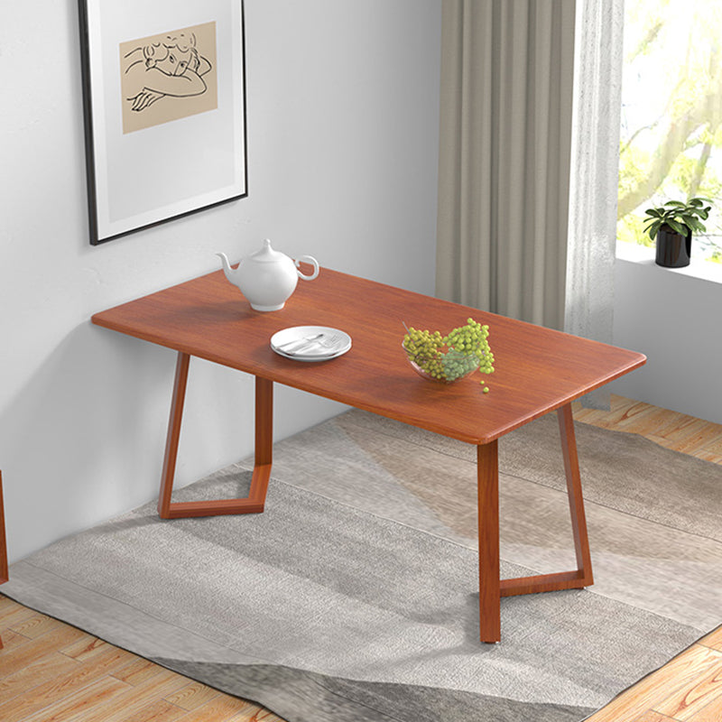 Contemporary Rectangular White and Walnut Wooden Dining Table with Double Pedestal
