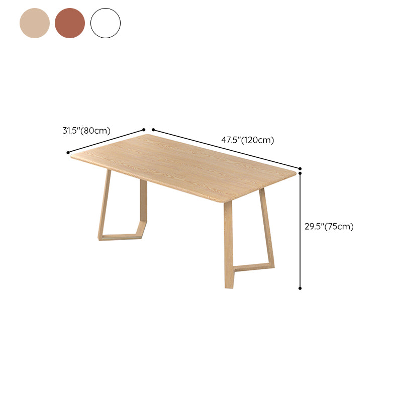 Contemporary Rectangular White and Walnut Wooden Dining Table with Double Pedestal