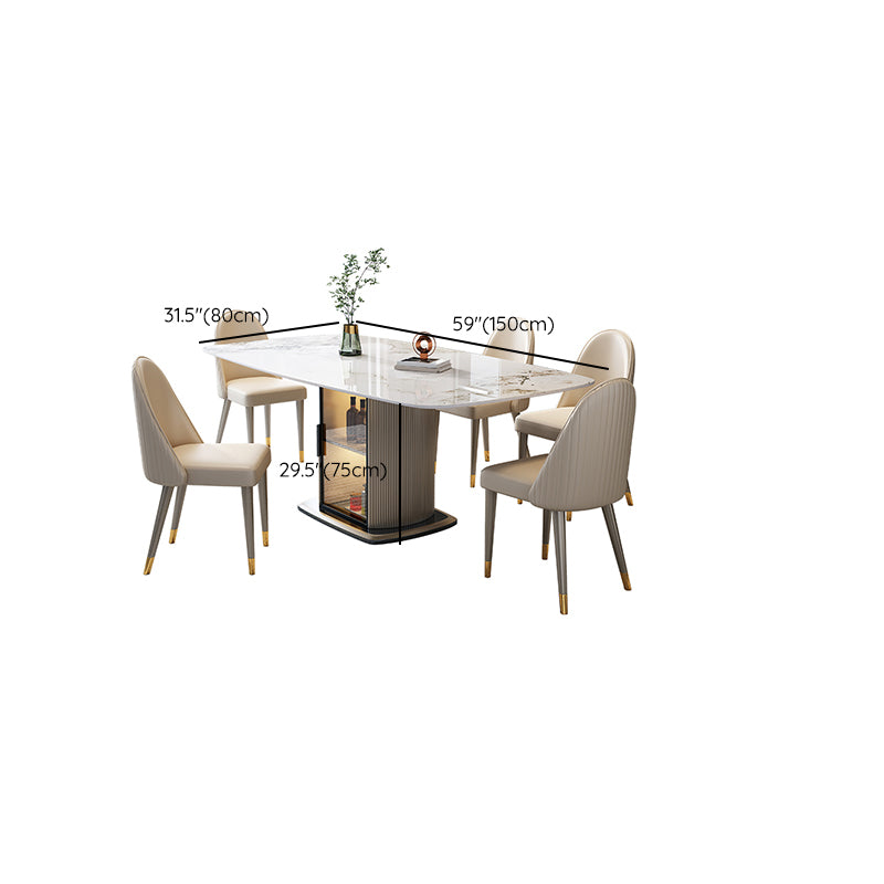 1/5/7 Pieces Modern Sintered Stone Top Dining Set with Storage