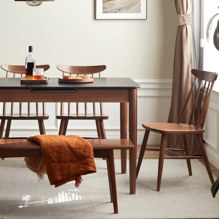 Contemporary Slat Back Wood Armless Dining Chairs(Set of 1/2/4/6/8)