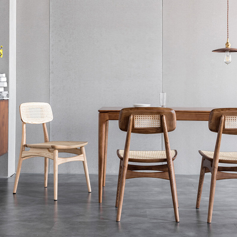 Contemporary Solid Wood Open Back Armless Dining Chair for Home