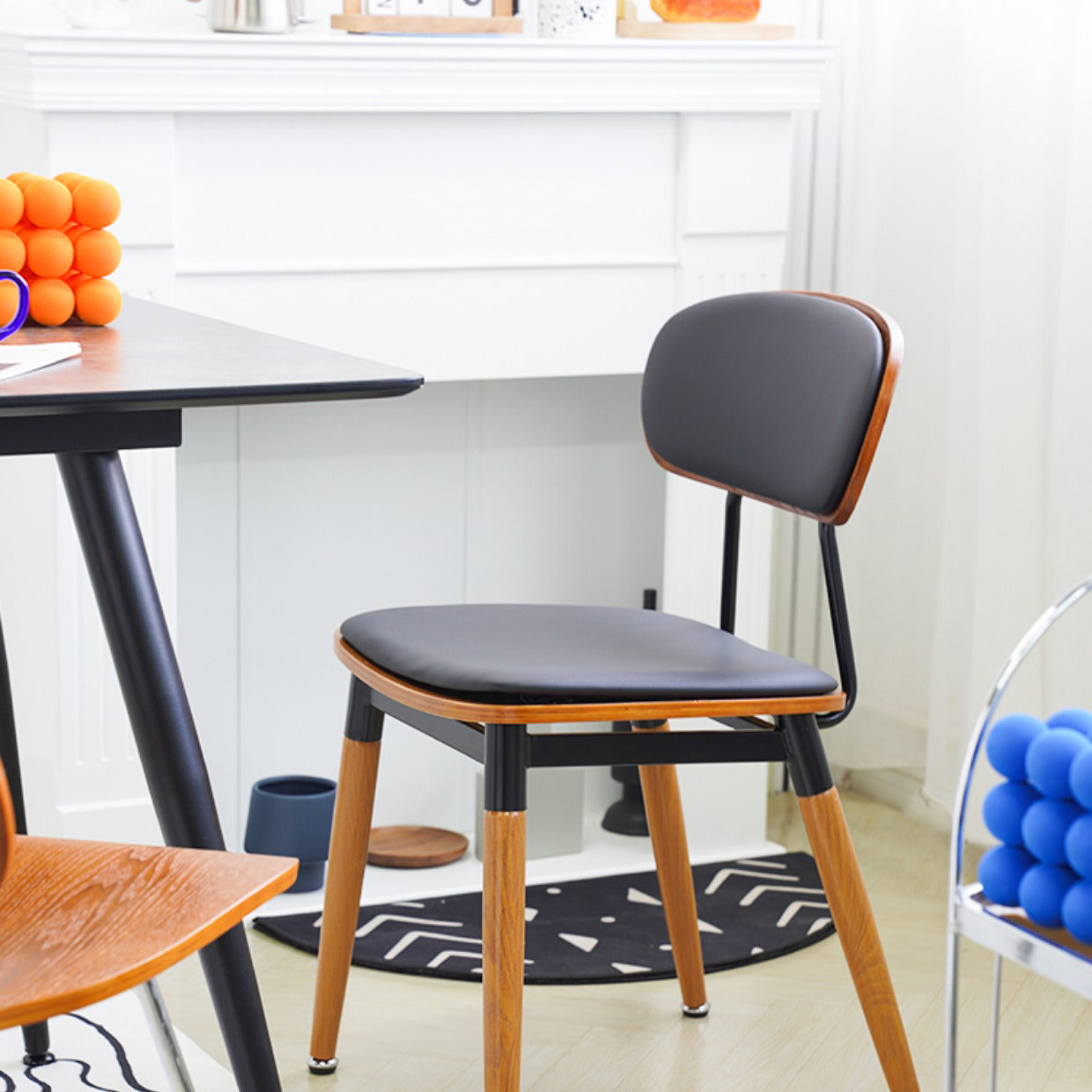 Contemporary Style Open Back Upholstered Dining Side Chair for Home