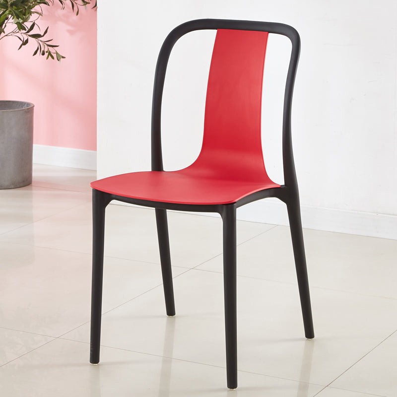 Modern Dining Room Armless Plastic Slat Back Stacking Dining Chair