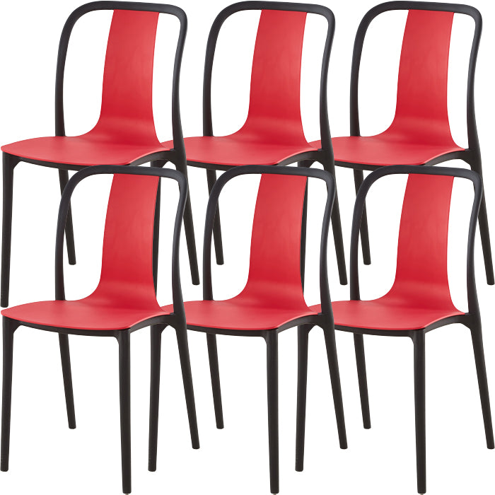 Modern Dining Room Armless Plastic Slat Back Stacking Dining Chair