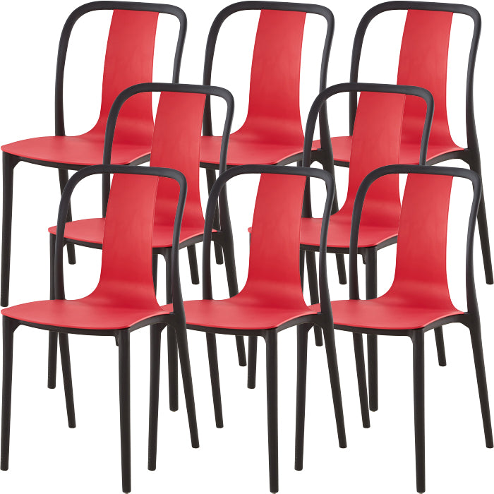Modern Dining Room Armless Plastic Slat Back Stacking Dining Chair
