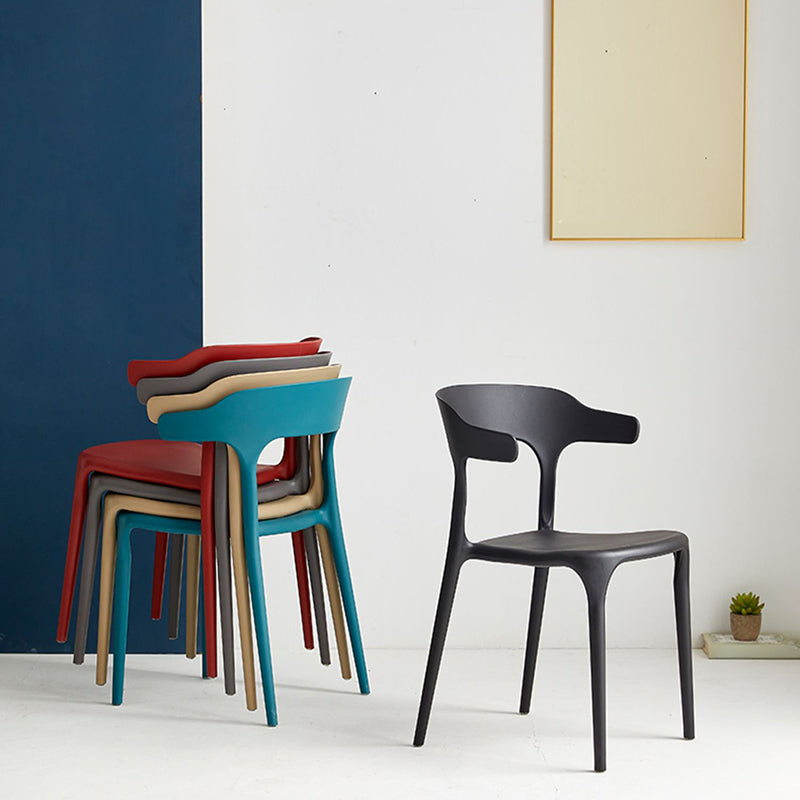 Modern Dining Room Armless Plastic Open Back Stackable Dining Chair