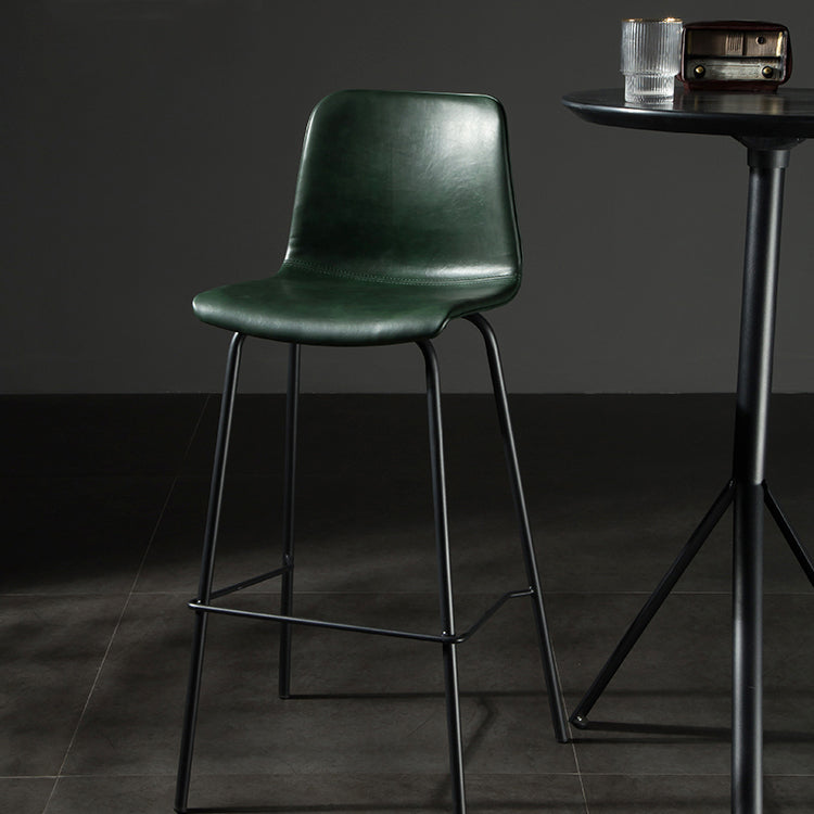 Contemporary Style Low Back Upholstered Bar Stool with Metal Legs