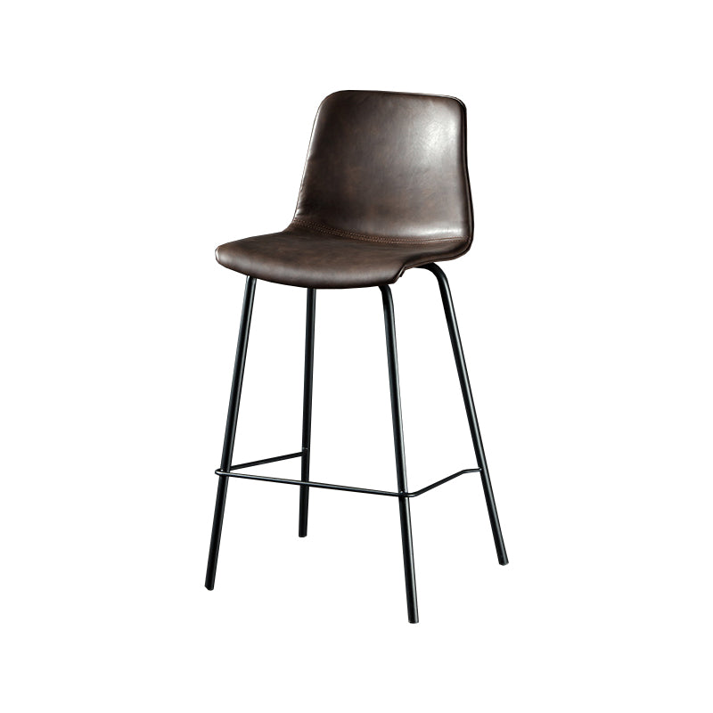 Contemporary Style Low Back Upholstered Bar Stool with Metal Legs