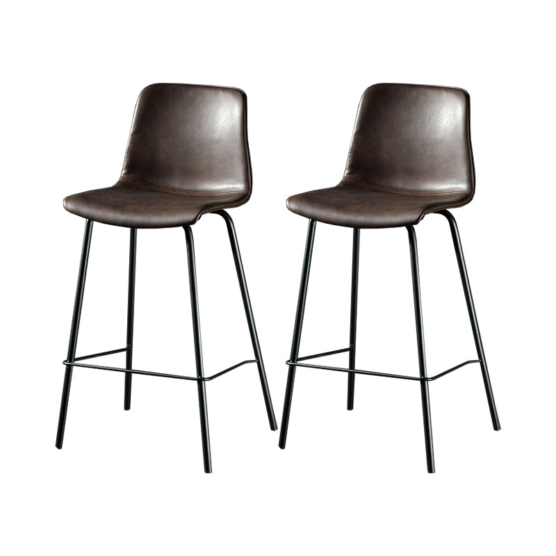 Contemporary Style Low Back Upholstered Bar Stool with Metal Legs