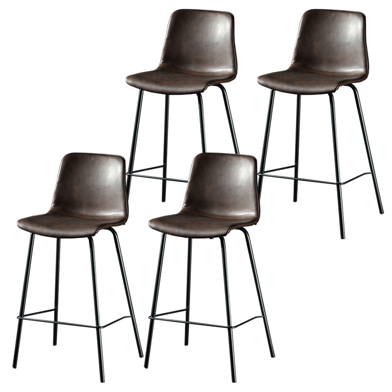 Contemporary Style Low Back Upholstered Bar Stool with Metal Legs