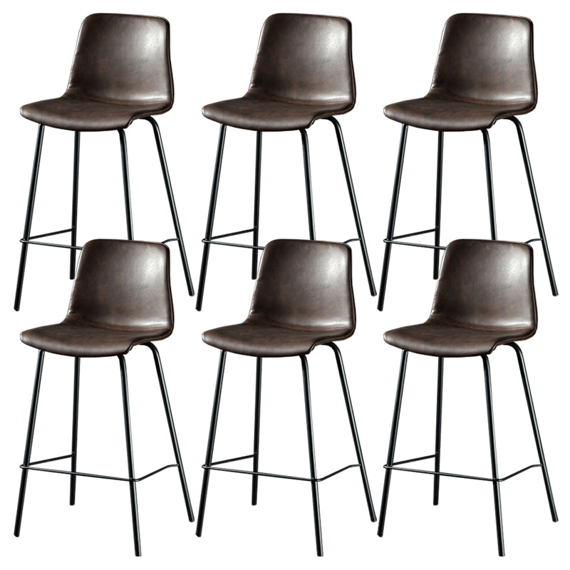 Contemporary Style Low Back Upholstered Bar Stool with Metal Legs