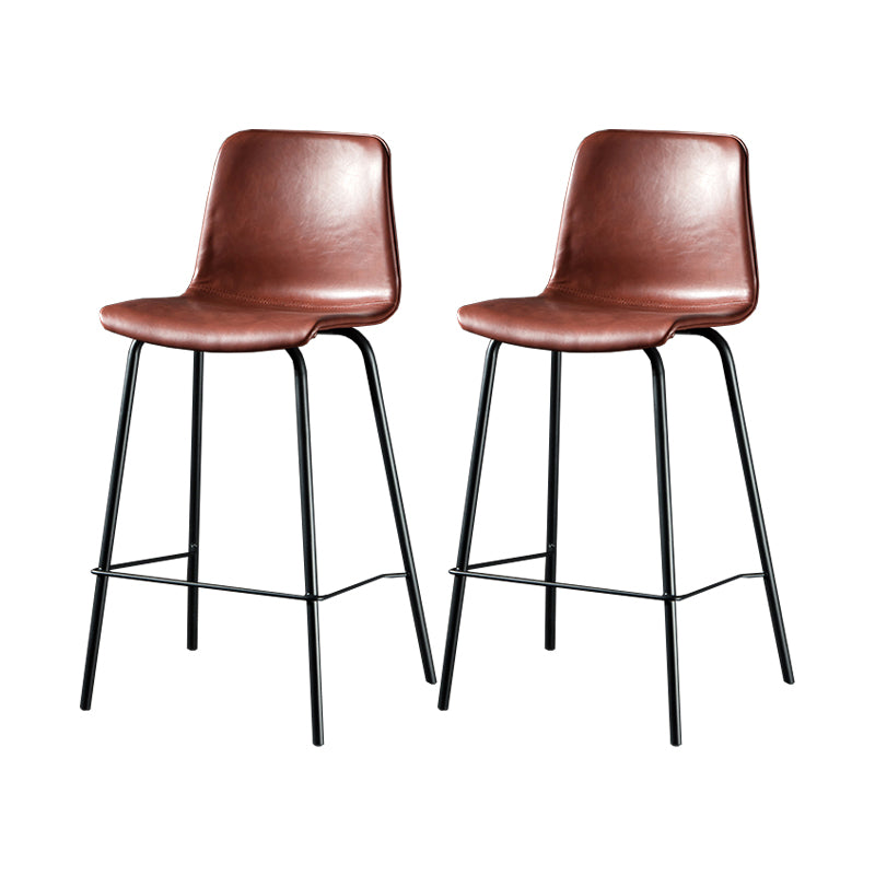 Contemporary Style Low Back Upholstered Bar Stool with Metal Legs