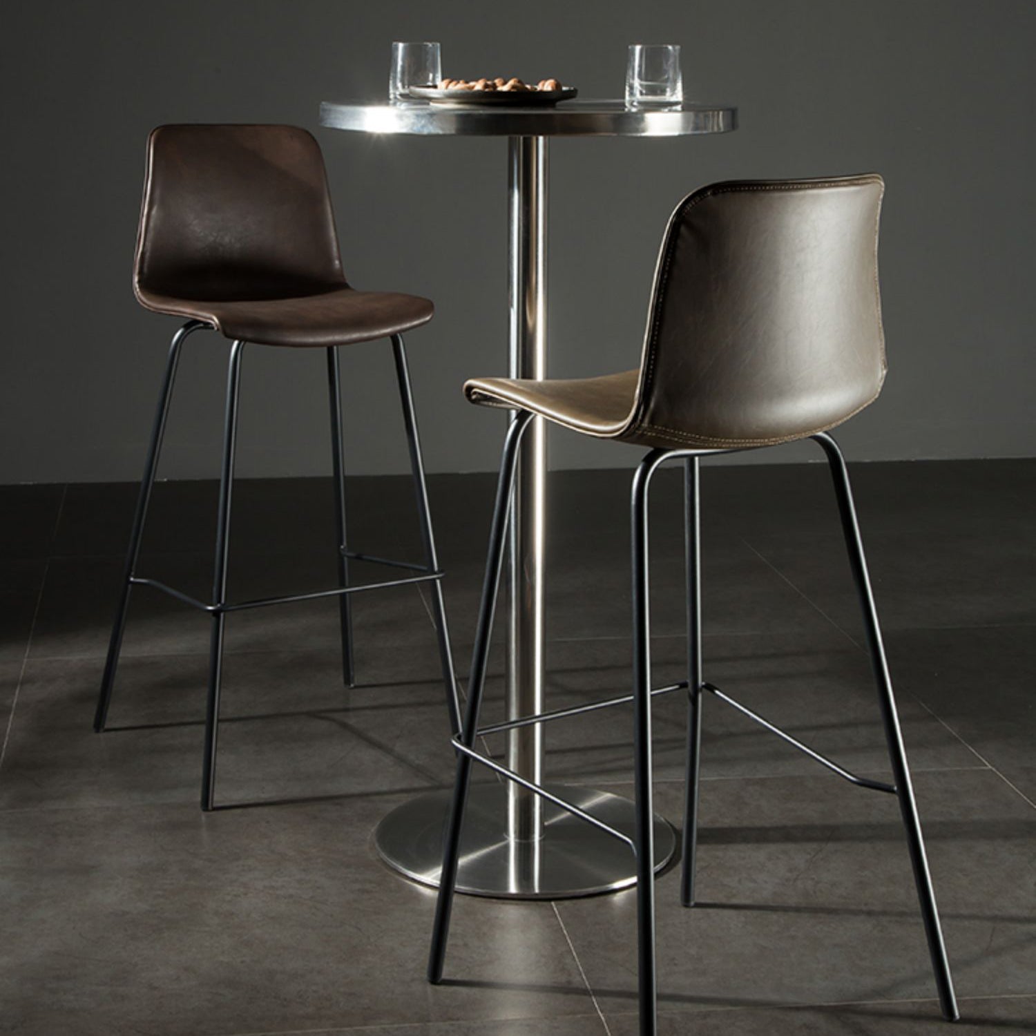 Contemporary Style Low Back Upholstered Bar Stool with Metal Legs