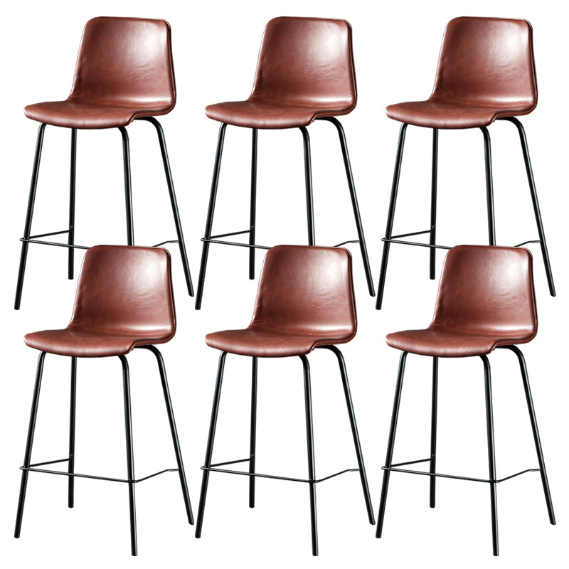 Contemporary Style Low Back Upholstered Bar Stool with Metal Legs