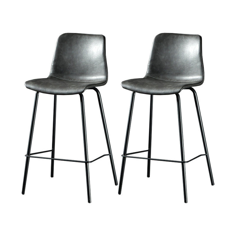 Contemporary Style Low Back Upholstered Bar Stool with Metal Legs