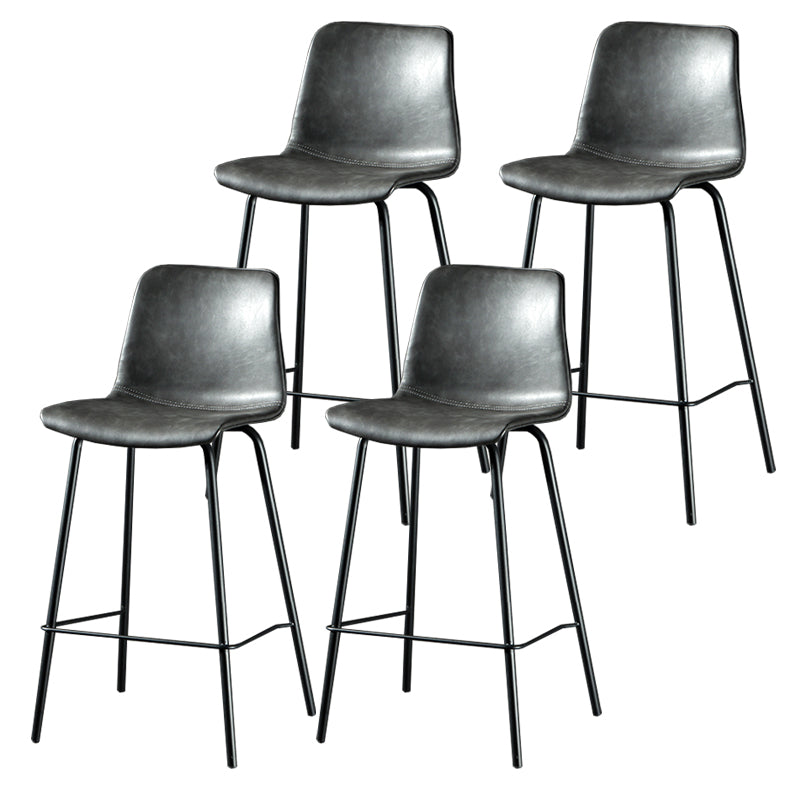 Contemporary Style Low Back Upholstered Bar Stool with Metal Legs