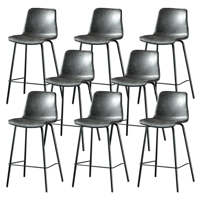 Contemporary Style Low Back Upholstered Bar Stool with Metal Legs