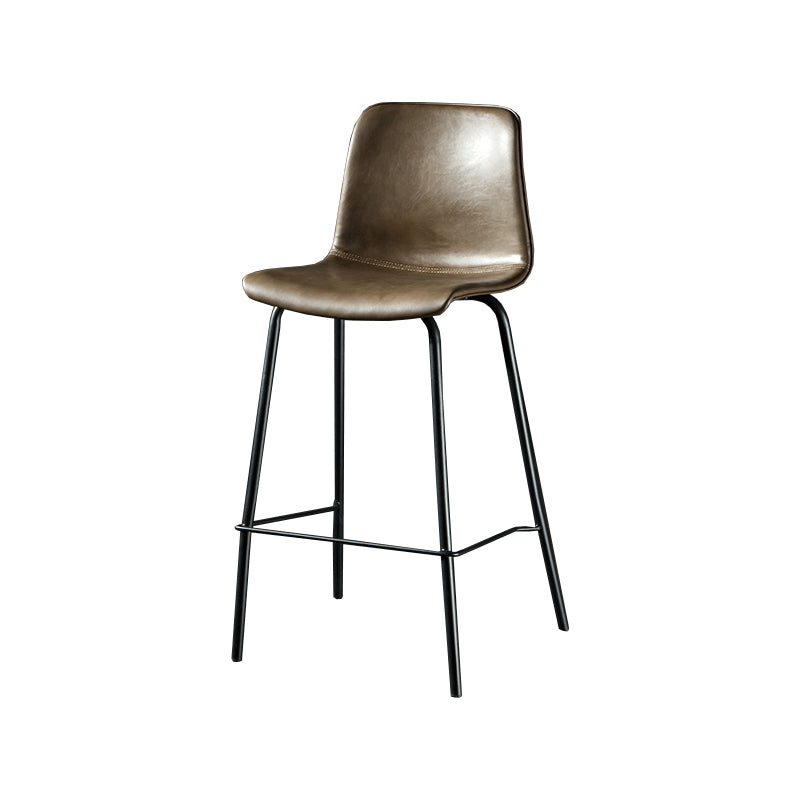 Contemporary Style Low Back Upholstered Bar Stool with Metal Legs