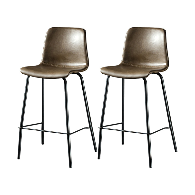 Contemporary Style Low Back Upholstered Bar Stool with Metal Legs