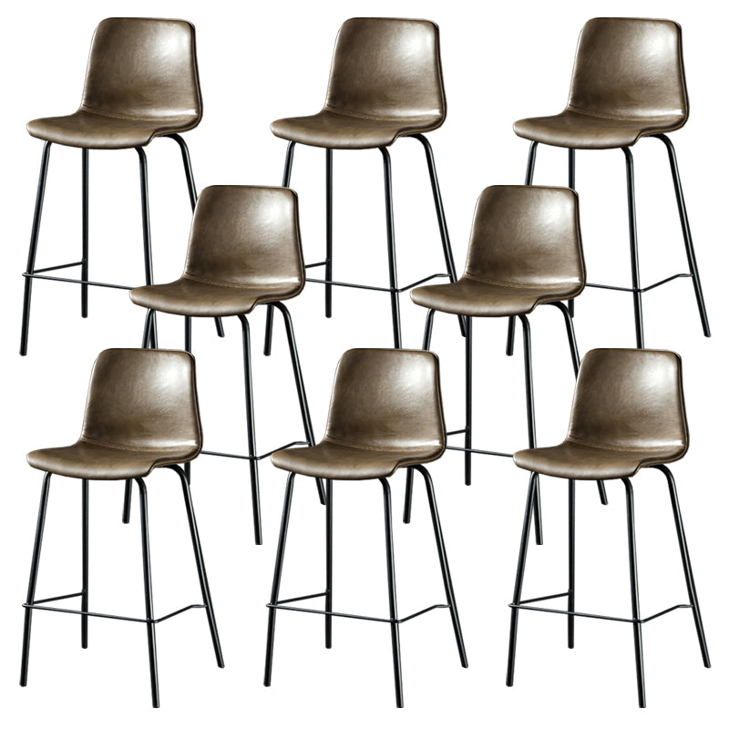 Contemporary Style Low Back Upholstered Bar Stool with Metal Legs