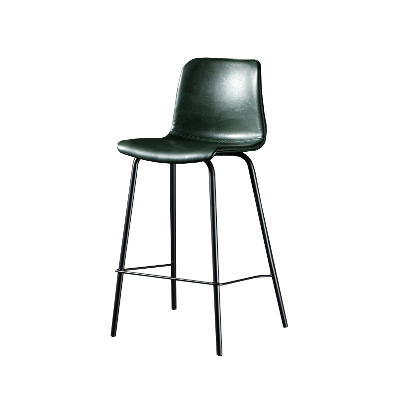 Contemporary Style Low Back Upholstered Bar Stool with Metal Legs