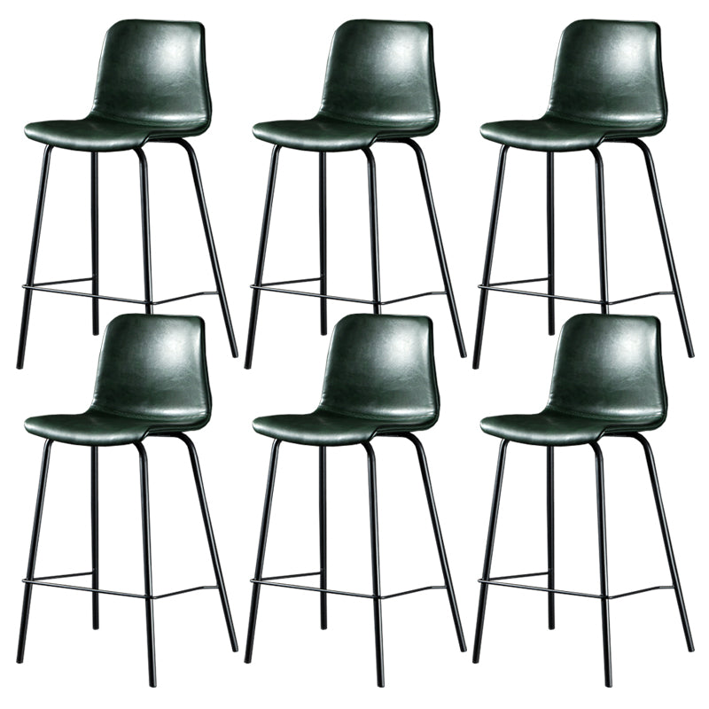Contemporary Style Low Back Upholstered Bar Stool with Metal Legs