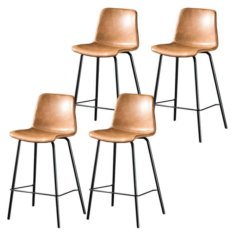Contemporary Style Low Back Upholstered Bar Stool with Metal Legs