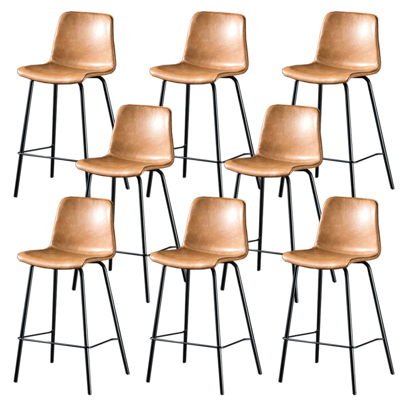 Contemporary Style Low Back Upholstered Bar Stool with Metal Legs
