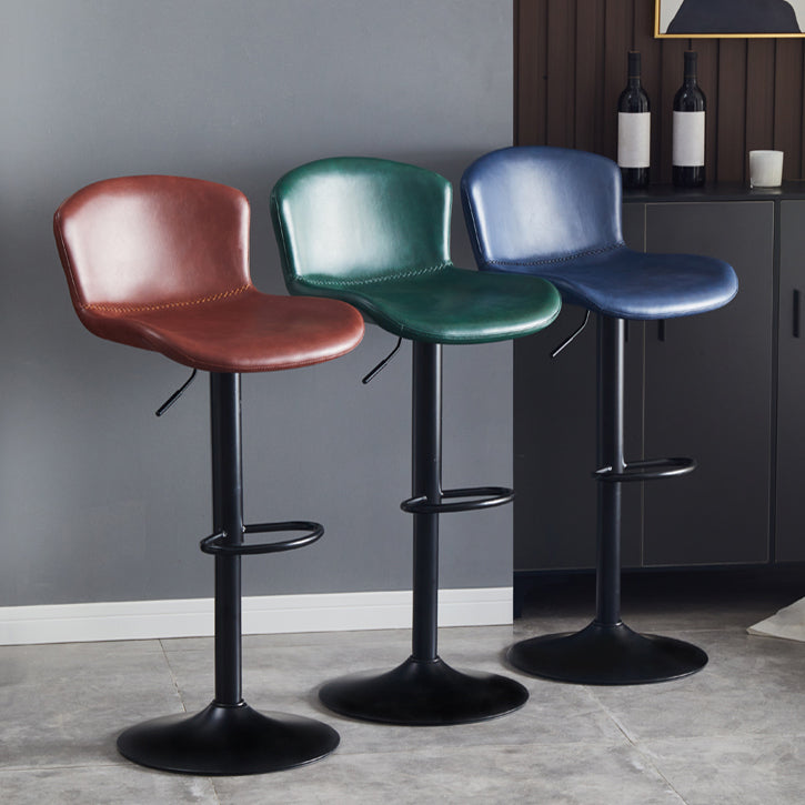 Contemporary Style Adjustable Upholstered Bar Stool with Metal Legs
