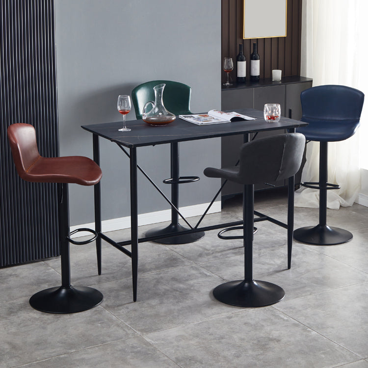 Contemporary Style Adjustable Upholstered Bar Stool with Metal Legs