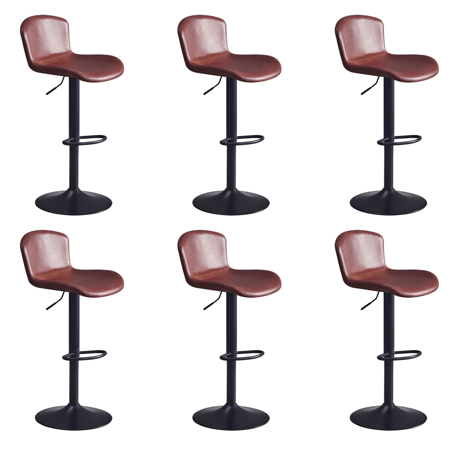 Contemporary Style Adjustable Upholstered Bar Stool with Metal Legs