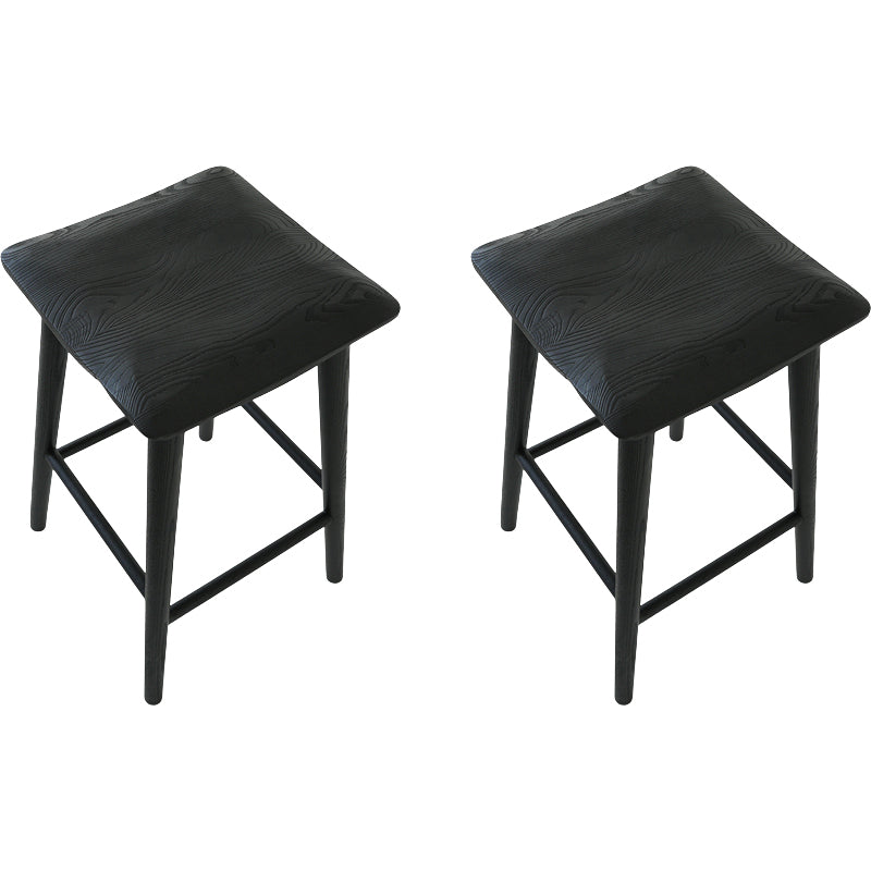 Contemporary Black Ash Solid Wood Armless Bar Stool with Footrest