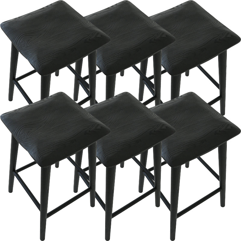 Contemporary Black Ash Solid Wood Armless Bar Stool with Footrest