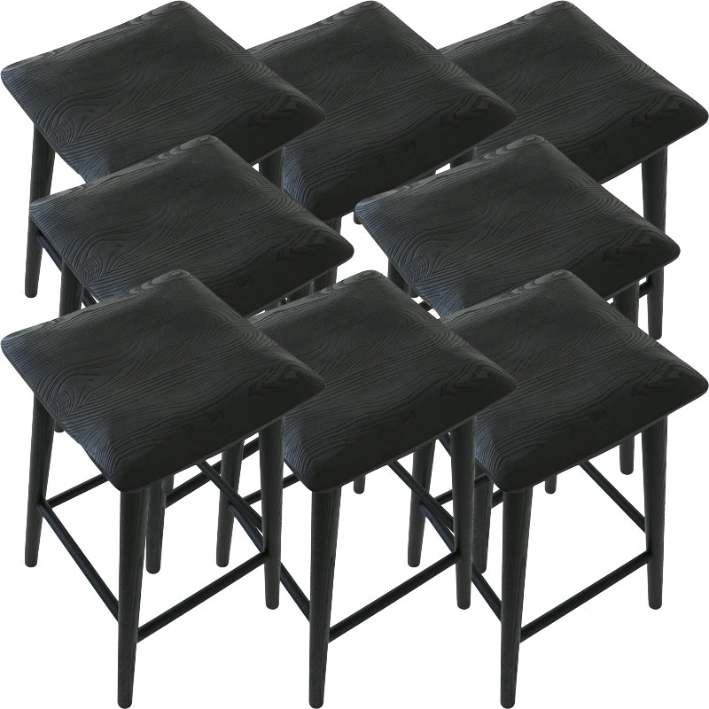Contemporary Black Ash Solid Wood Armless Bar Stool with Footrest